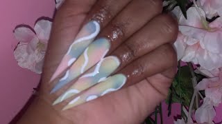 STILETTO TIE DYE NAILS 