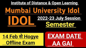 Idol Semester Exam date Aa gai 2023 Feb mein Hogi Exam|Timetable Soon |Mumbai University idol