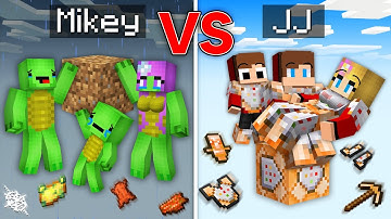 Mikey Family DIRT vs JJ Family COMMAND Block Survival Battle in Minecraft - Maizen