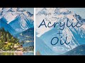 Acrylic + Oil. Painting a Mountain  Landscape | Живопись Акрил +Масло. Горный пейзаж