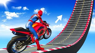 GTA 5 Incredible Race! Epic Stunt Map Challenge With Super Cars, Motorcycle With Trevor! 9