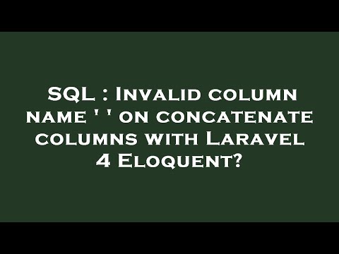 SQL : Invalid