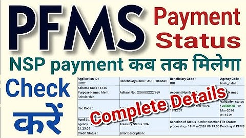 application sent to pfms for payment but not received | nsp scholarship kab aayega 2024, pfms status