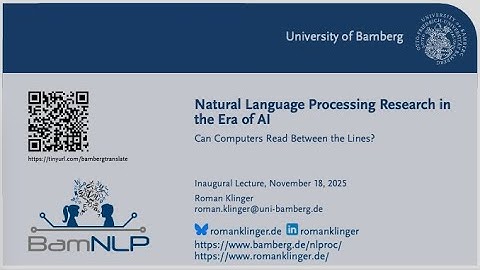 Inaugural Lecture by Roman Klinger in Bamberg: Natural Language Processing Research in the Era of AI
