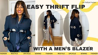 Transforming A Thrifted Men's Blazer With Easy Upcycling Techniques | Thrift Flip