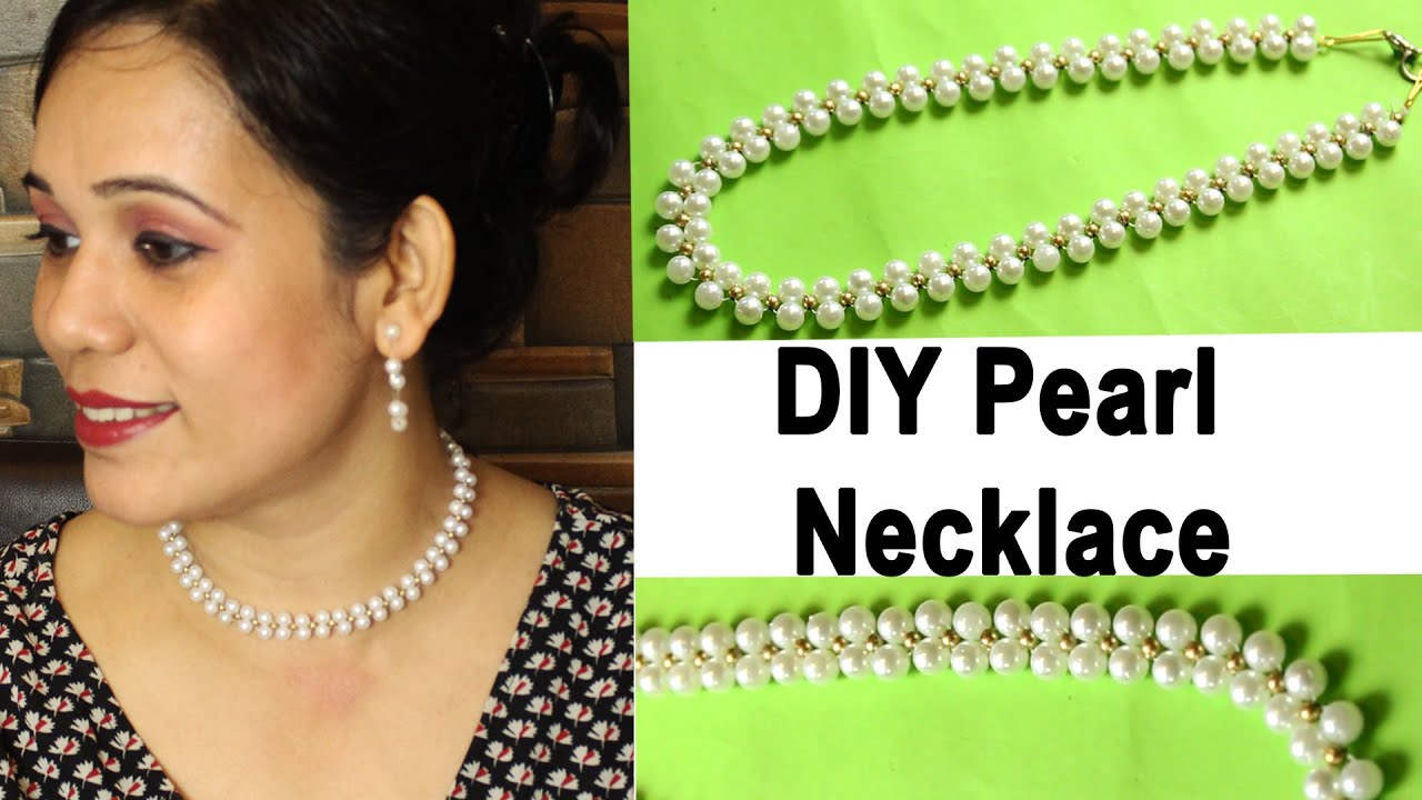 10/How to make Pearl Beaded Necklace at home/DIY pearl necklace/DIY