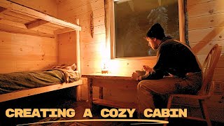 Building Rustic Log Bunkbeds and Spending My First Snowy Night In The New Cabin
