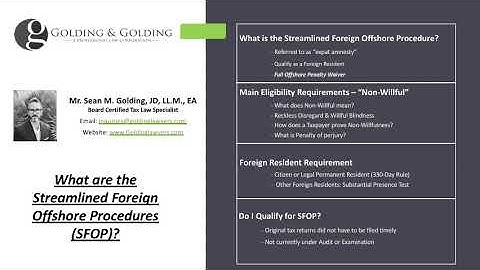 IRS Streamlined Foreign Offshore Procedures: IRS SFOP for non-US Residents. Offshore Penalty Waiver