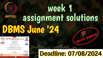 NPTEL June 2024 Data Base Management System DBMS week 1 assignment solution