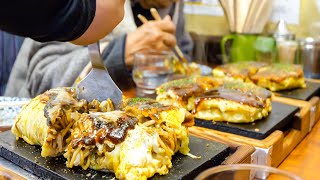 An Unusual Iron Plate? Okonomiyaki Cooking Skill! A Day in the Old Okonomiyaki Restaurant