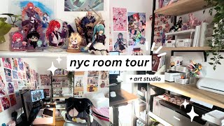 nyc room tour | desk setup, art studio, how i organize my merch and shop supplies