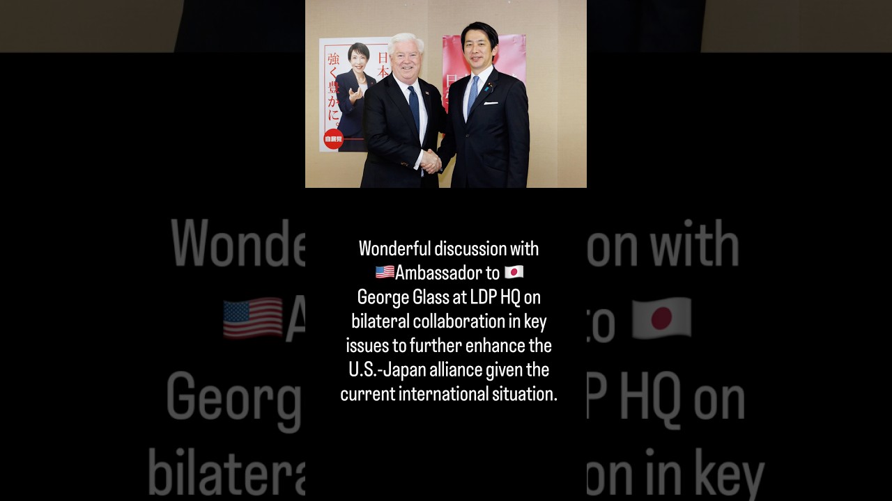 ジョージ・グラス駐日米国大使と党本部にて面会。中東情勢や外交・安全保障政策について１時間強、具体的な議論。日米同盟の更なる強化、そして国益の確保に向けて自民党として尽力していきます。
