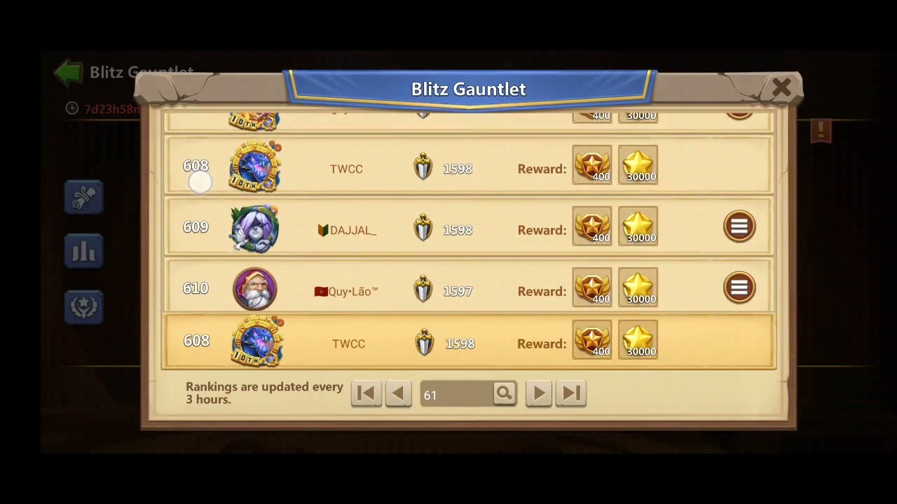 Castle Clash Blitz Gauntlet Rank