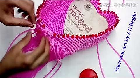 Macrame Heart shape simple mirror with basket DIY |  Macrame art by S N Hegde.