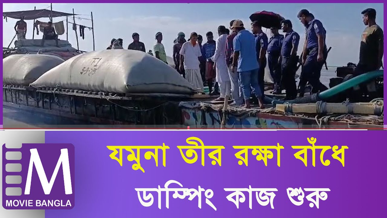 যমুনা তীর রক্ষা বাঁধে দ্রুত ডাম্পিং কাজ | Sirajganj Chauhali | River Protection | Movie Bangla Tv