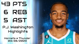 [NBA] P.J. Washington Highlights | Hornets @ Thunder (03/28/2023) | NBA Regular Season