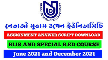 NSOU BLIS, Special B.Ed Assignment answer script download | Netaji Subhash Open University