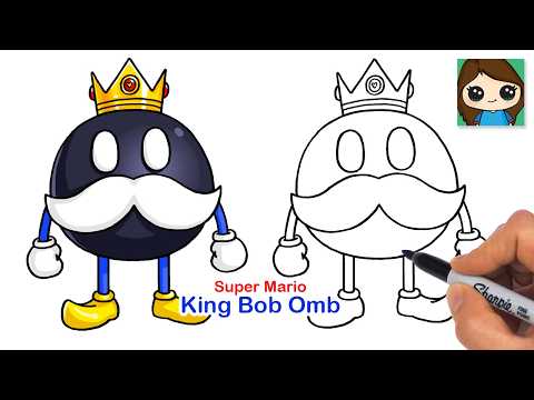 How to Draw King Bob Omb | Super Mario Game Character Drawing