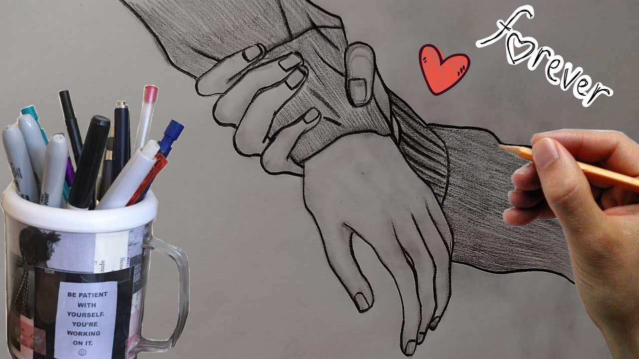 طريقة رسم يدين متشابكتين بطريقة سهله جدا وبسيطه - YouTube