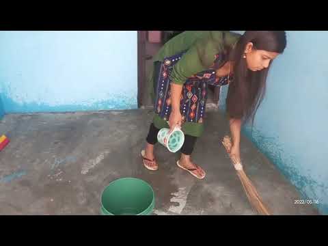 cleaning front of kitchen | cleaning vlog | Indian housewife cleavage vlog | down blouse vlog