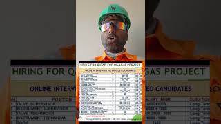 Qatar Requirement for Oil nd gas Project Onshore & Offshore@Chennai Office.
