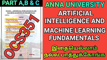 Artificial Intelligence & Machine Learning Fundamentals Important Questions Anna University | OCS351