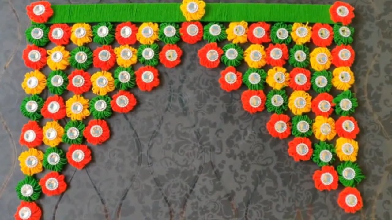 LATEST DESIGN DOOR HANGING TORAN \\ WOOLEN FLOWERS DOOR TORAN MAKING