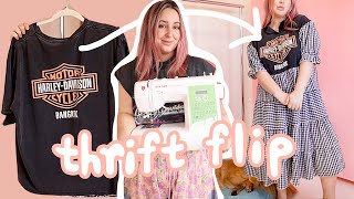 THRIFT FLIP * graphic tee upcycled into a dress!