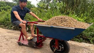This homemade electric vehicle can carry sand just like a truck.