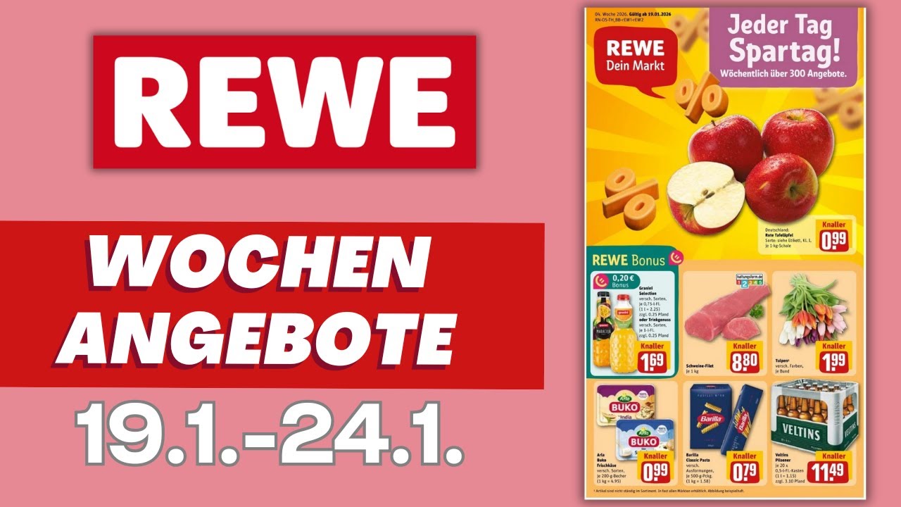 REWE Prospekt aktuell 📄 Exklusive Rabatte & App-Highlights! Angebote ab Montag 19.1.2026.
