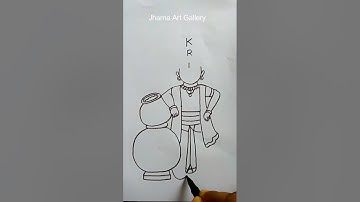 Little krishna Drawing From word KRISHNA | How To Draw Krishna Easy | Janmastami drawing