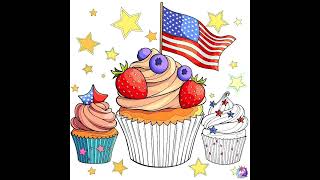 Tap Color - Happy Birthday To America USA For Birthday Cupcake (Food Pics)