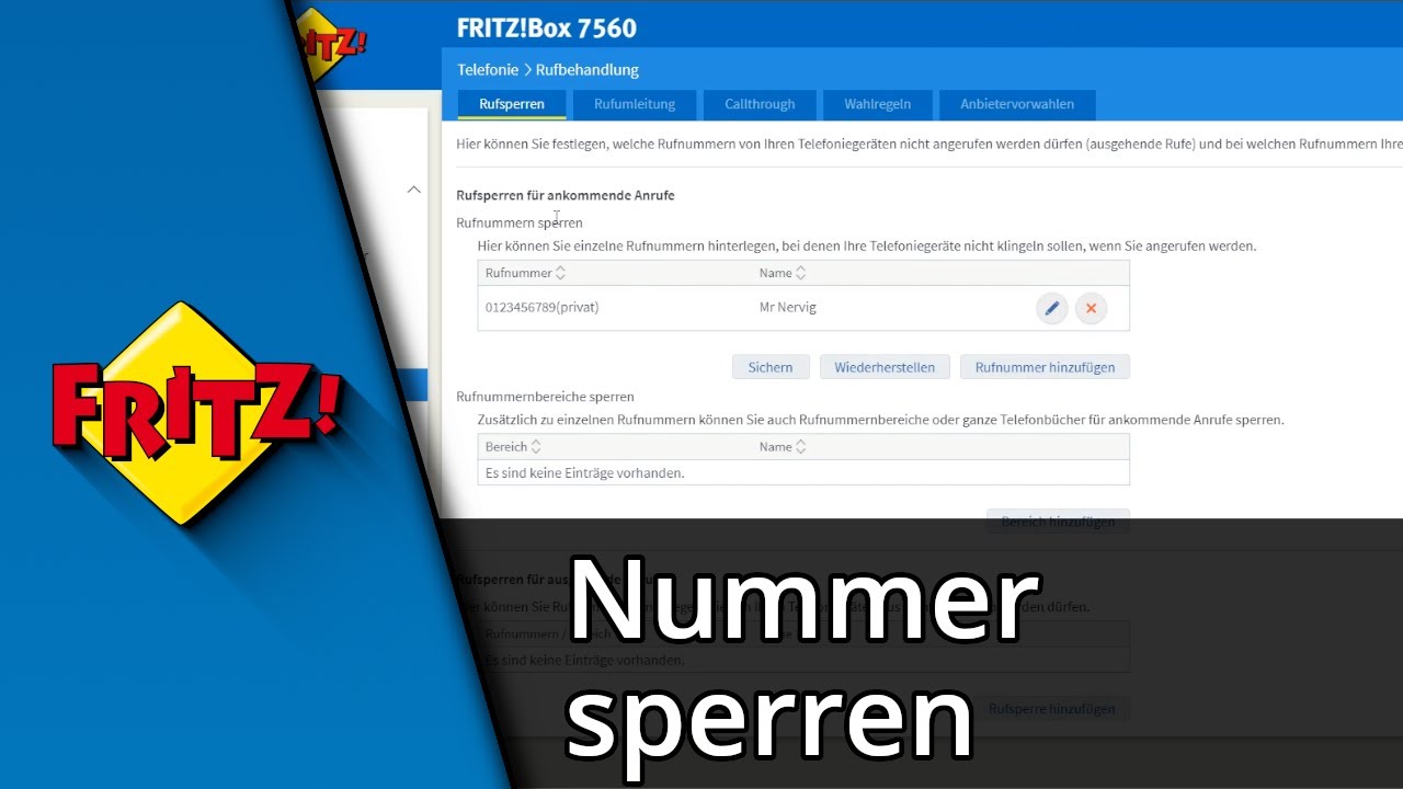Fritzbox Rufnummer Sperren Was Hört Der Anrufer FritzBox Nummer sperren (Eingehende & ausgehende Anrufe) Tutorial - YouTube