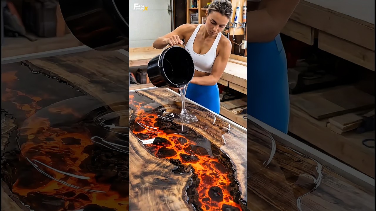 Making a Lava Epoxy River Table (Satisfying!)
