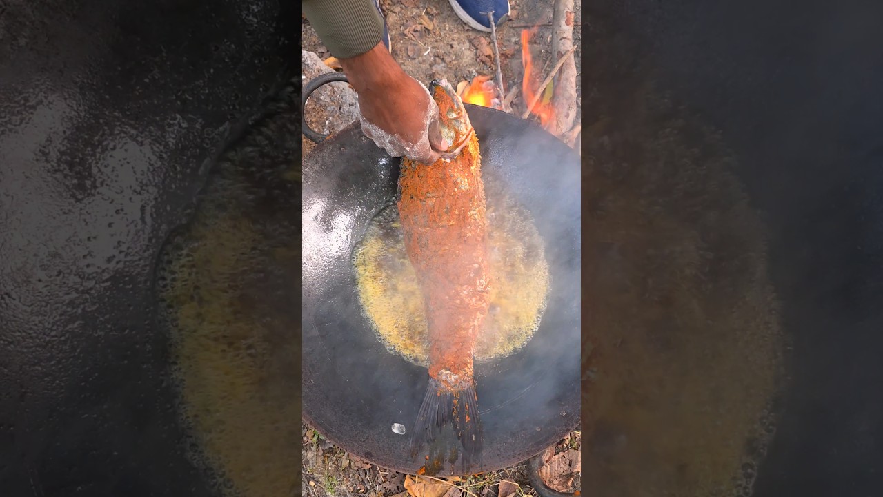 2KG Rohu Fish Fry & Whole Chicken Fry Challenge 🔥 Jungle Cooking 😱