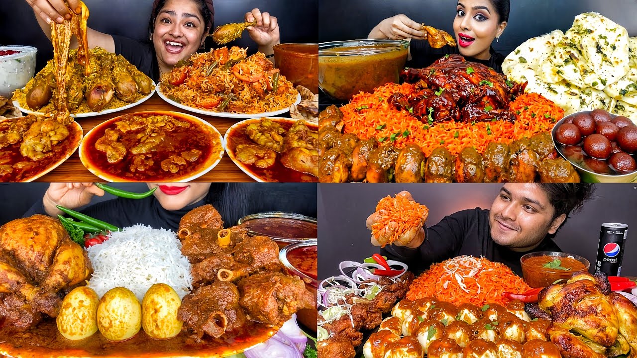 ASMR EATING WHOLE CHICKEN CURRY MUTTON CURRY WHITE RICE EGG CURRY EATING VIDEOS EATING SHOW 