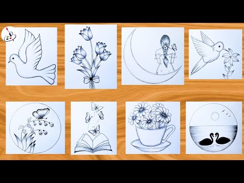 8 Easy Pencil Sketch for Beginners|| step by step tutorial||Easy ...