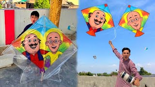 Moto Patlu Kite Flying Vs Big Plasticbag Caught Moto Kite