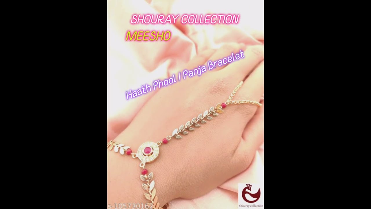 Traditional Gold Plated  With Kundan  Adjustable Haath Phool/Panja Bracelet for Women 