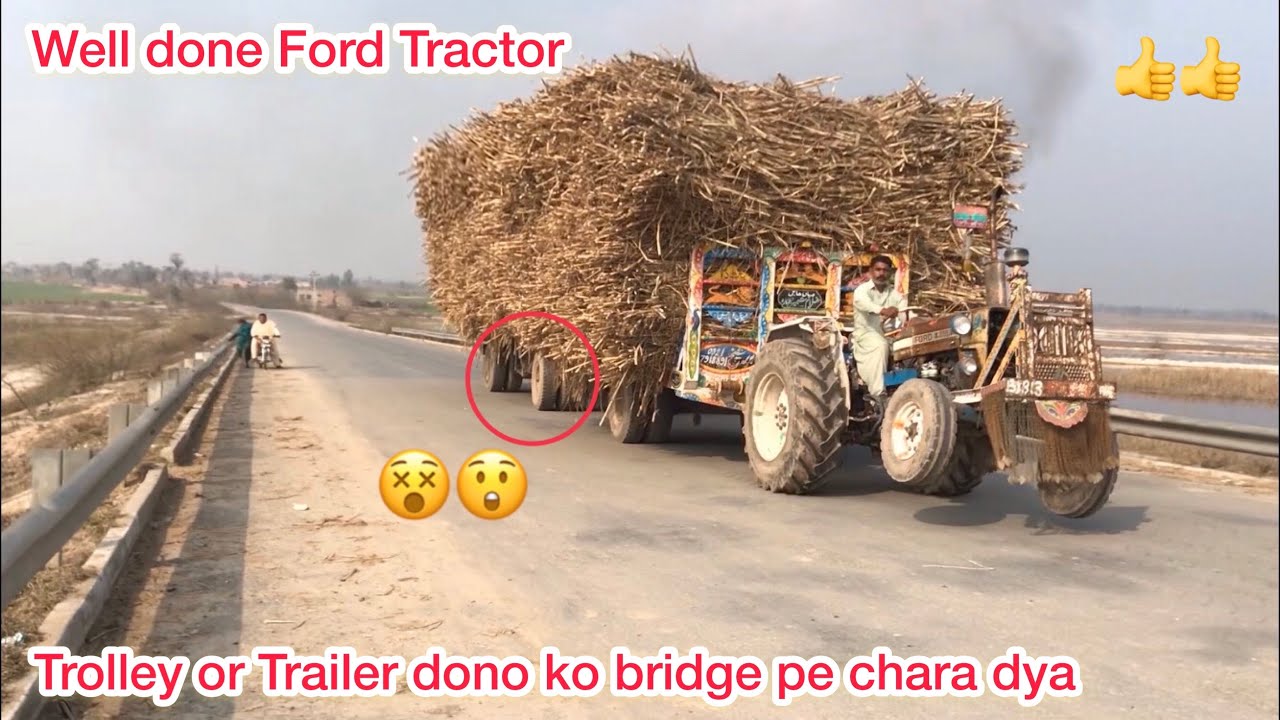 Well done Ford Tractor Trolley or Trailer Dono ko Bridge par Chara dya
