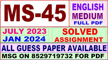 ms 45 solved assignment 2023 / ms 45 solved assignment 2024 / ignou ms 45 solved assignment 2023-24