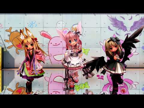 【MMD】 ハッピーシンセサイザ 【ECO】  ローキー＆ミニー・ドゥ＆ダークフェザー・アルマ