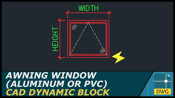 Awning Window (Aluminum or PVC): AutoCAD Dynamic Block (Elevation View)