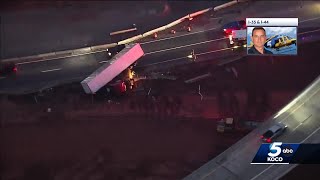 Southbound I-35 reopens after semi-trailer crash in northeast Oklahoma City construction zone