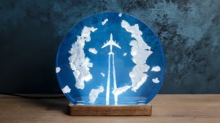 Journey Above the Clouds: Airplane Themed Resin Lamp Design