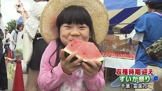 収穫期迎え・・・「すいか祭り」にぎわう　千葉・富里市(17/06/18)