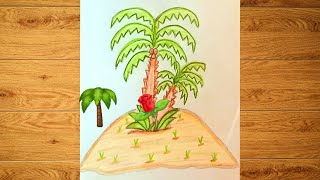 رسم سهل||تعليم رسم نخلة  للمبتدئينEasy drawing || How to draw a palm tree for beginners