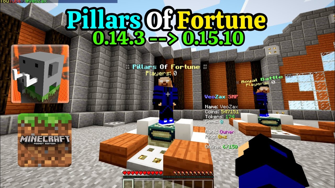 VeoZaxSMP Pillars of Fortune UPDATE | Craftsman & Mastercraft & MCPE 0.14.3 - 0.15.10 Server