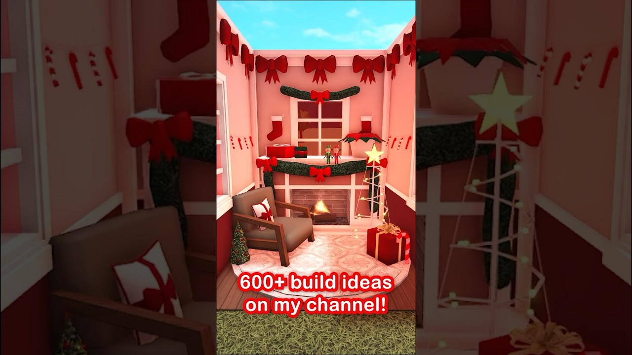 Bloxburg Christmas Living Room At Different Times #roblox #shorts 