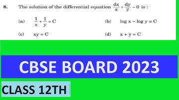 The solution of the differential equation (dx)/x + (dy)/y = 0(a) 1/x + 1/y = C (b) log(x) - log(y) =